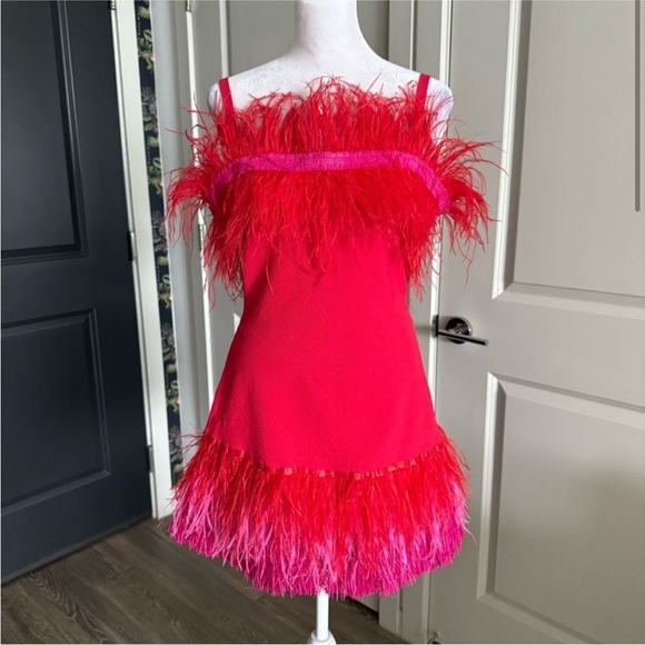STAUD Pink Feather Mini Dress - Picture 5 of 7